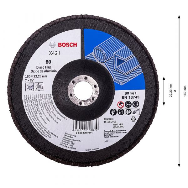 Disco Flap 7 Pol. G60 Standard For Metal 180mm Bosch