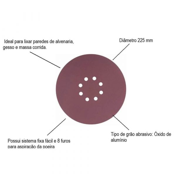 Disco Lixa Grão 120 Para Lixadeira LPV600 Com 10 Unidades Vonder