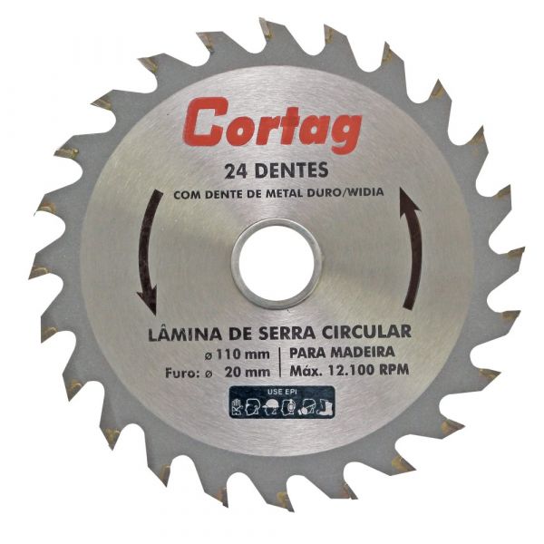 Disco Serra Circular 110x20mm 24 Dentes Cortag