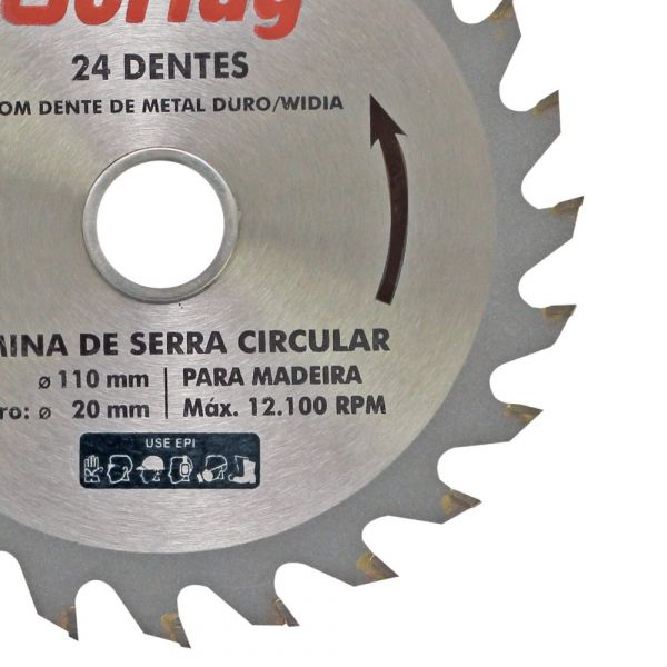 Disco Serra Circular 110x20mm 24 Dentes Cortag
