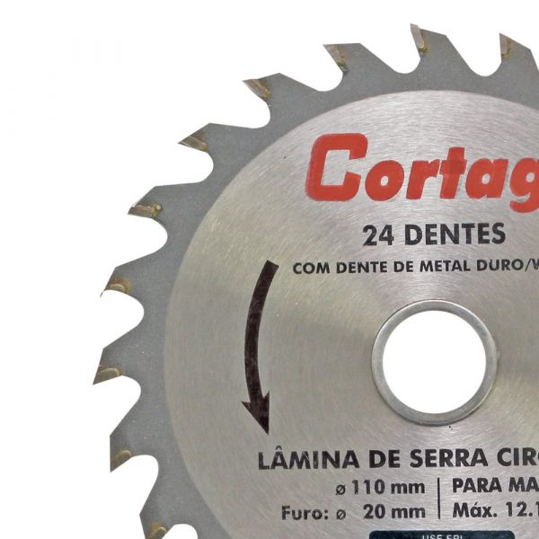Disco Serra Circular 110x20mm 24 Dentes Cortag