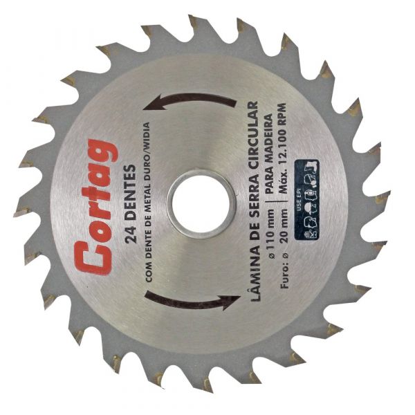 Disco Serra Circular 110x20mm 24 Dentes Cortag