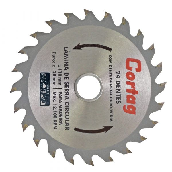 Disco Serra Circular 110x20mm 24 Dentes Cortag