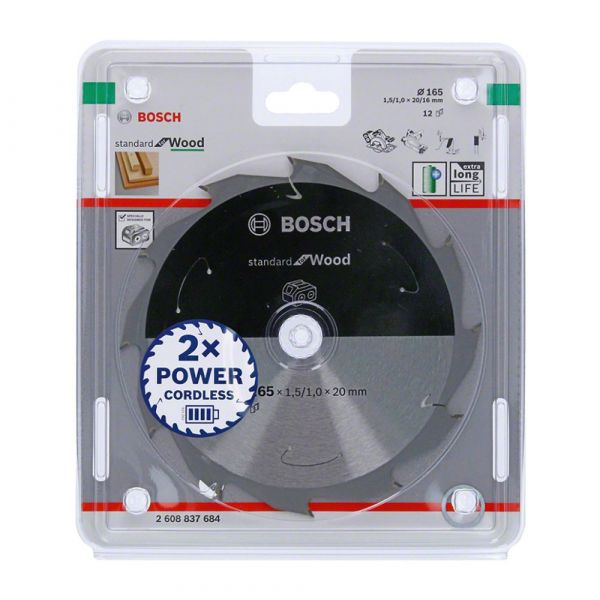 Disco Serra Circular 12 Dentes Standard for Wood 165x20mm Bosch