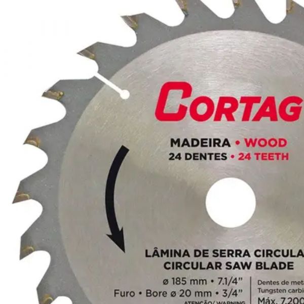Disco Serra Circular 7.1/4 Pol. X 24 Dentes Cortag