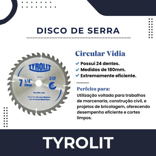 Disco Serra Circular Vidia 7.1/4x24 Dentes Tyrolit