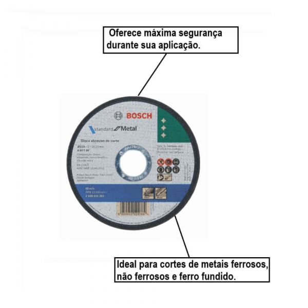 Disco de Corte Bosch Standard for Metal 180x1,6mm Reto Bosch