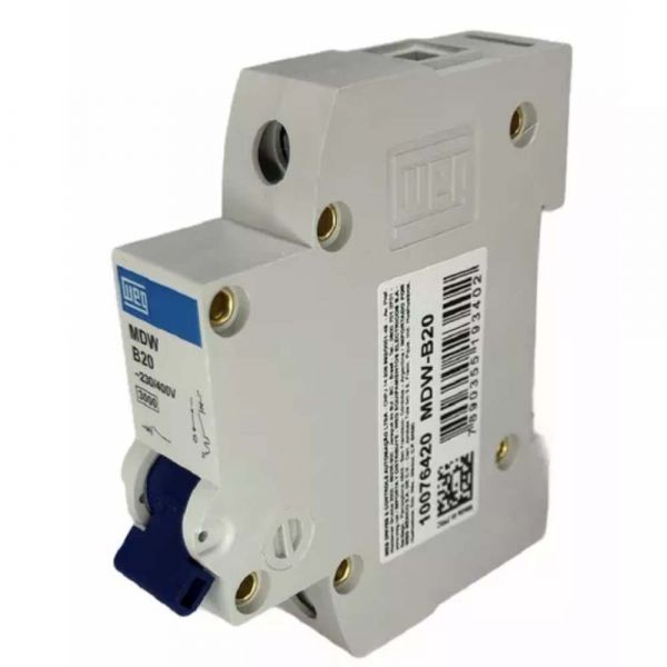 Disjuntor Termomagnético 3KA 1P MDW-B 20A Weg
