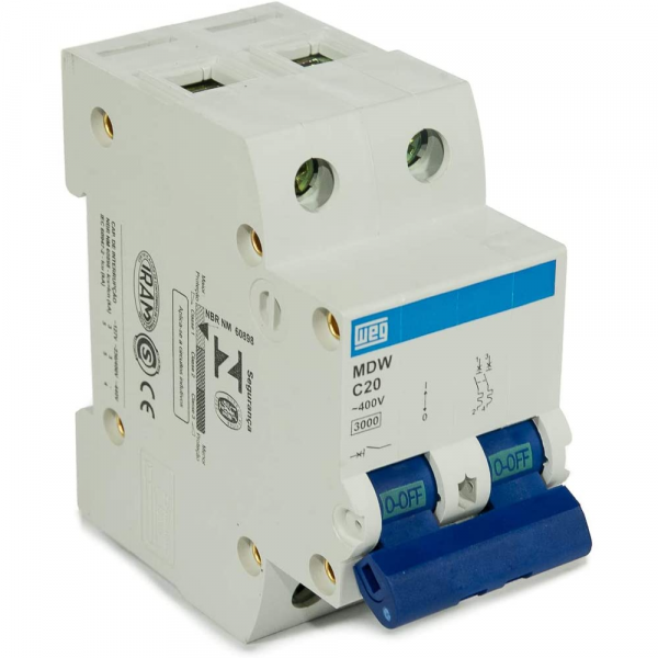 Disjuntor Termomagnético 3KA 2P MDW-C 20A Weg