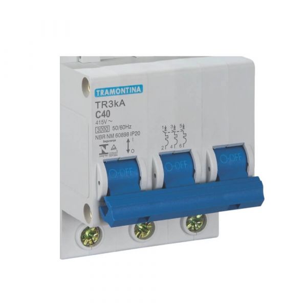 Disjuntor Tripolar Tr3ka 3P Curva C de 40 Ampères Tramontina