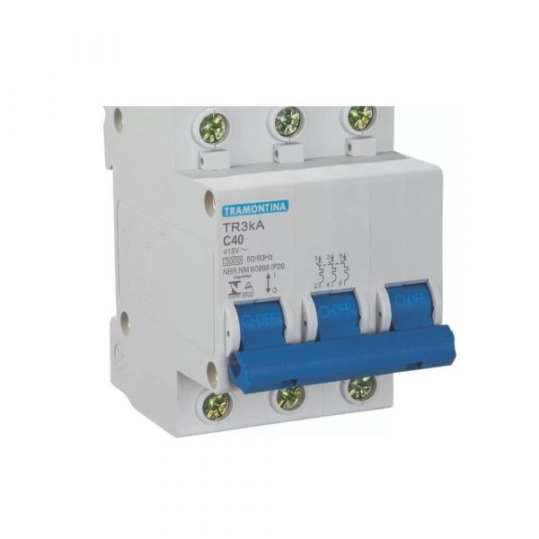 Disjuntor Tripolar Tr3ka 3P Curva C de 40 Ampères Tramontina