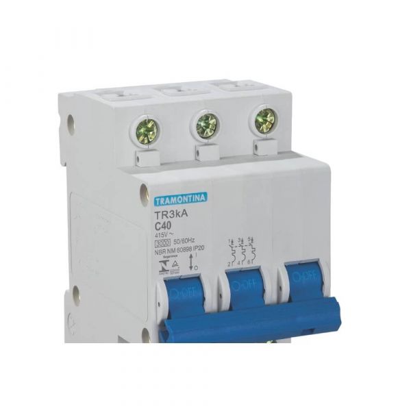 Disjuntor Tripolar Tr3ka 3P Curva C de 40 Ampères Tramontina