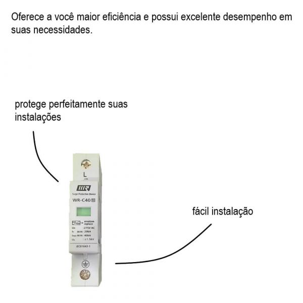 Dispositivo Protetor De Surtos 1 Polo 40Ka WRDZ Panda Energia Solar