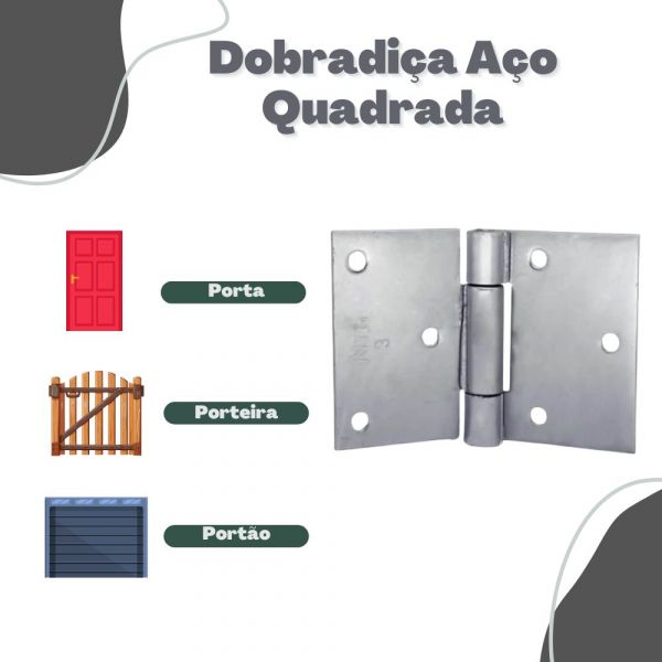 Dobradiça Aço Quadrada Número 3 Jg Industria