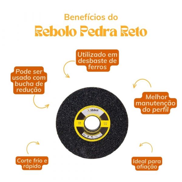 Rebolo Pedra Reto De Esmeril Para Ferro 6 X 3/4