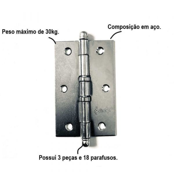 Dobradiça Para Porta Polida 1,5