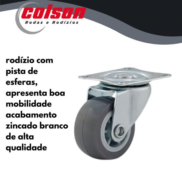 Rodízio 158 Com Placa Giratória Roda em PVC 20kg