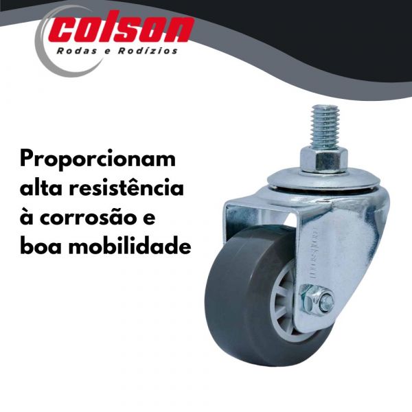 Rodízio 210 Rosca Giratória Com Roda em PVC 45kg 