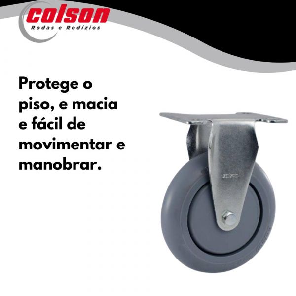 Rodízio Fixo Placa 5” De PU Injetado 75Kg Colson