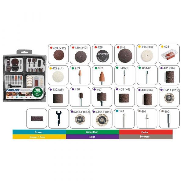 Kit Acessórios 709 com 110 Peças- Dremel 26150709ad