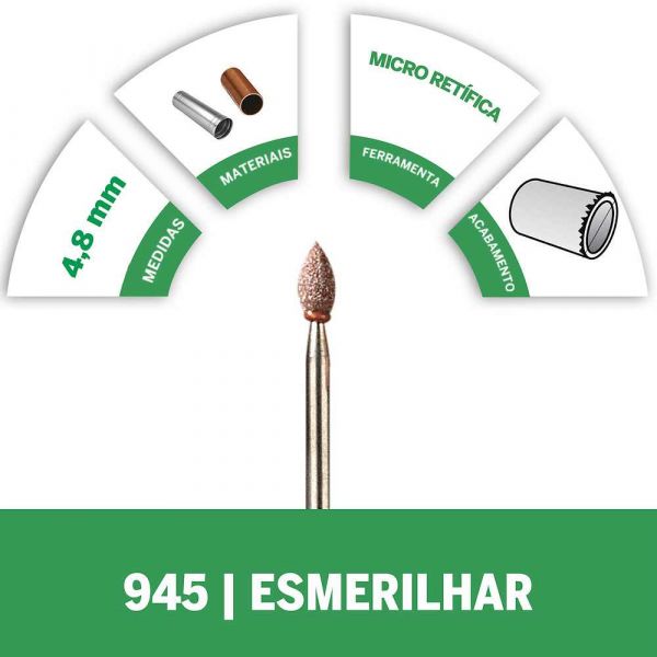 Dremel 945 Pedra Formato Chama De Fogo Para Esmerilhar De 4,8mm