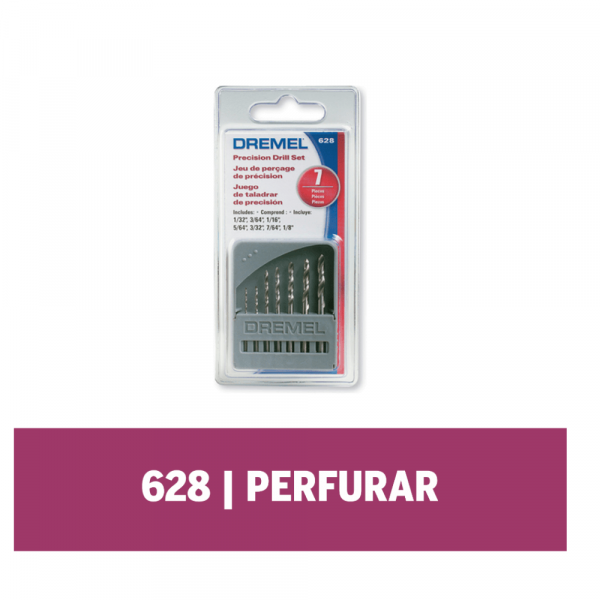 Dremel Kit De Brocas De Aço Rápido Para Madeira, Plástico, Ouro, Bronze, Latão E Alumínio - 7 Peças (Modelo 628)