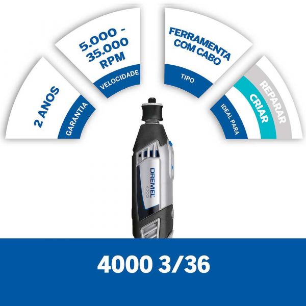 Dremel Micro Retífica 4000 com 39 Acessórios 220V