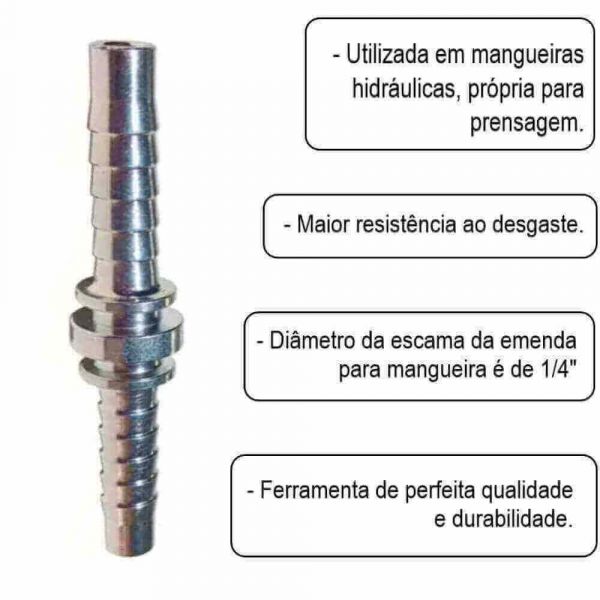 Conexão Terminal Emenda Hidráulica Prensável 1/4” Metalquip
