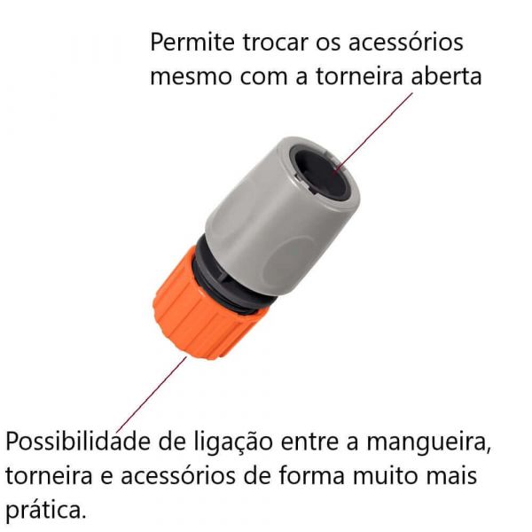 Engate Rápido com Aquastop Para Mangueira 1/2