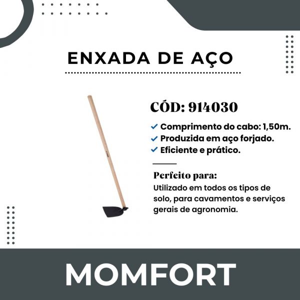 Enxada de Aço Larga 30Cm com Cabo Momfort