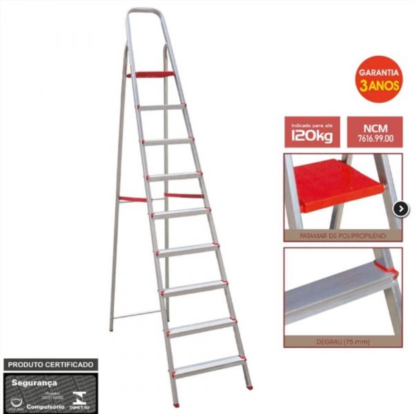 Escada Residencial Alumínio 9 Degraus Botafogo