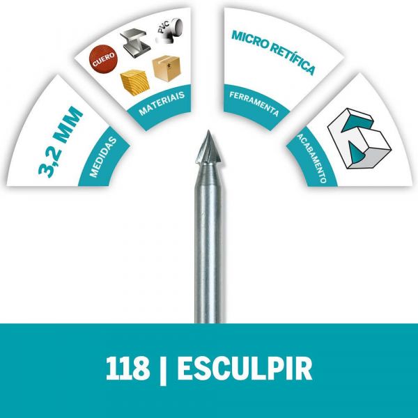 Escareador para Esculpir Ponta Flecha 118 3,2mm Dremel 