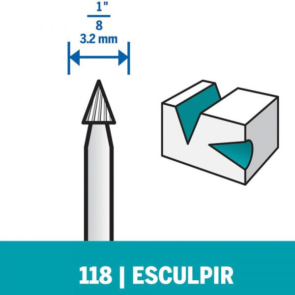 Escareador para Esculpir Ponta Flecha 118 3,2mm Dremel 
