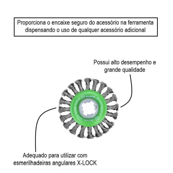 Escova Aço Circular X-LOCK Bosch 115mm Arame Inox Trançado 0,5mm