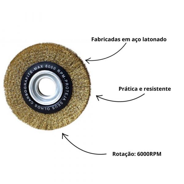 Escova de Aço Circular Ondulada 6 x 1/2