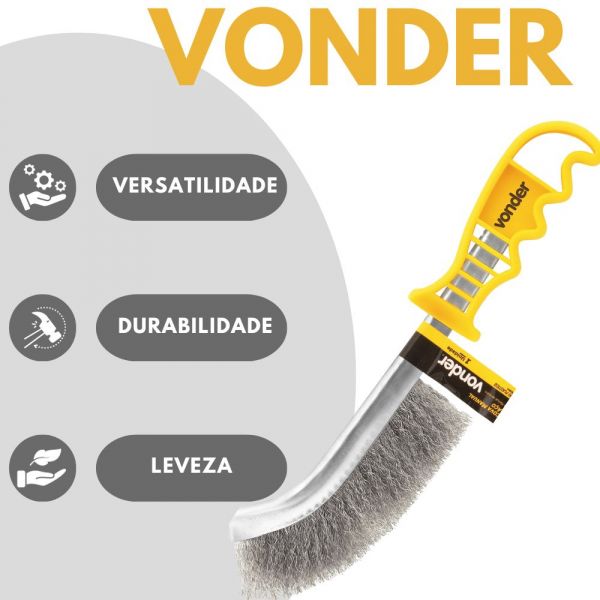 Escova Manual com Cerdas de Aço Vonder 