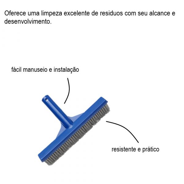 Escova Reta Inox Para Piscina Brustec