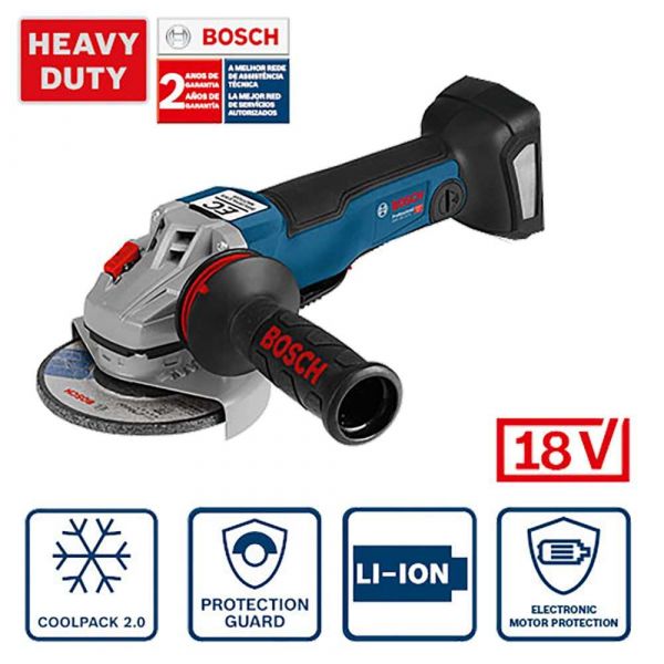 Esmerilhadeira angular Bosch GWS 18V-10 PC, 18V SB, Com Maleta