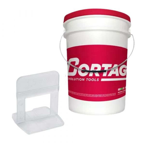 Espaçador Nivelador de Piso Porcelanato com 900 Peças Balde 1,5mm Cortag