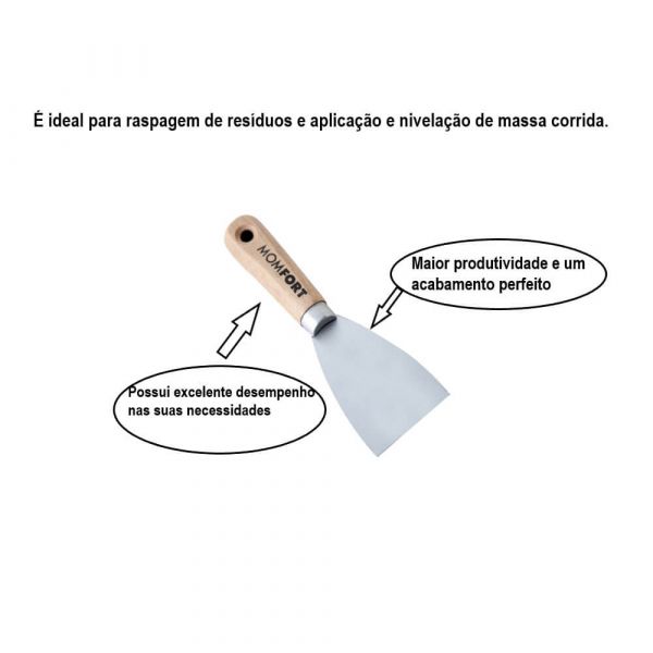 Espátula De Aço Com Cabo De Madeira 40mm Momfort