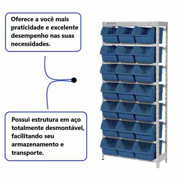 Estante Metálica Azul Com 21 Gavetas Marcon