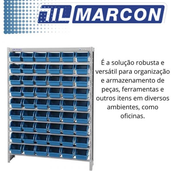 Estante Porta Componentes Com 54 Caixas Azul Número 5 EP54/5A Marcon