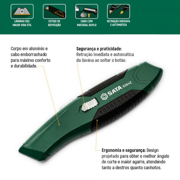 Estilete de Segurança Reforçado Trapezoidal ST93642 Sata