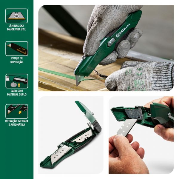 Estilete de Segurança Reforçado Trapezoidal ST93642 Sata