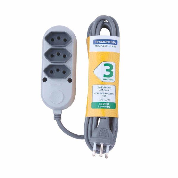 Extensão Com 3 Tomadas2P+T 10 A 250 V 3 Metros Tramontina