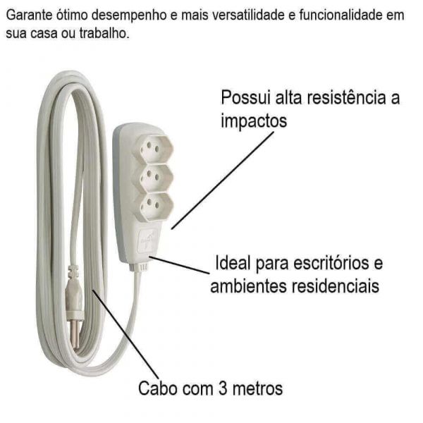 Extensão Elétrica 3X0,75mm Com 3 Tomadas Daneva