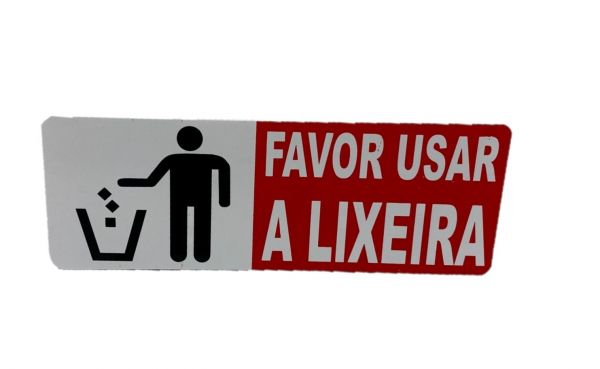 Placa de Sinalização 19 x 7 cm Favor Usar a Lixeira