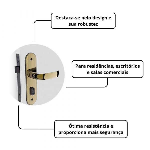 Fechadura Icaro Reta Externa Antique Brass Soprano