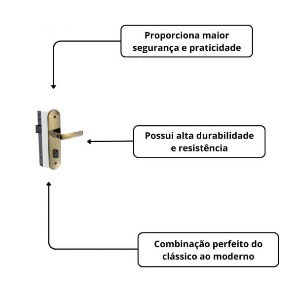 Fechadura Reta Pali Externa Antique brass Soprano