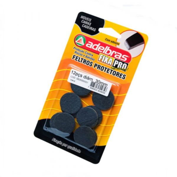 Feltro adesivo 3cm com 12 Unidades Adelbras